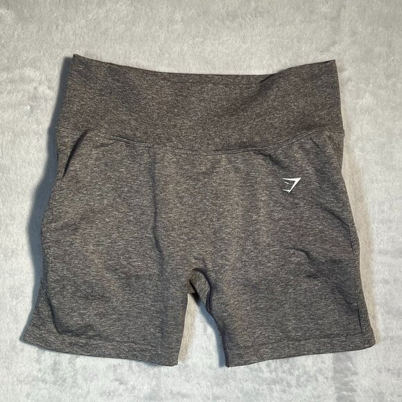 Gymshark Seamless Shorts Womens M Gray Butt Scrunch Biker Gym Lifting Athleisure - Picture 1 of 7